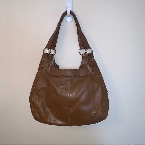 Coach Tan Leather Shoulder Bag with Silver Accents - Picture 14 of 15
